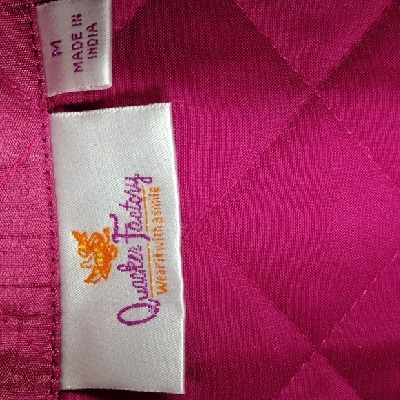 Quacker Factory Pink Quilted Embellished  Long Sleeve Button Front Jacket - Picture 7 of 11